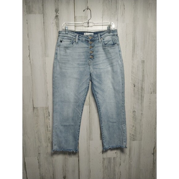 Kancan High Rise Button Fly Cropped Jeans Raw Hem Size 29 - Picture 1 of 7
